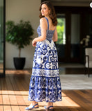 Comprar vestido midi feminino boho estampado com alças finas franzido costas para festa verão barato em promoção ZARA