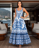 Comprar vestido midi feminino boho estampado com alças finas franzido costas para festa verão barato em promoção ZARA