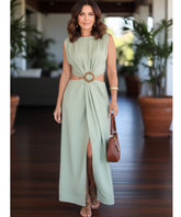 Comprar vestido midi feminino recorte cintura cinto linho social elegante festa verão barato ou em promoção ZARA