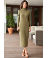 Comprar vestido midi tricot feminino gola alta felpuda com toque suave e modelagem ajustada para looks de inverno elegantes barato ZARA