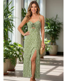 Comprar vestido midi verde florido boho feminino alças finas estampa floral casual verão barato promoção ZARA