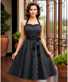 Comprar vestido vintage de poá com laço feminino com estilo retrô, anos 60, 80 e caimento elegante ANELLIMN