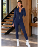 Women’s Black Long Sleeve Zip Front Jumpsuit | Zipe