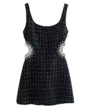 Women's Black Sequin Mini Dress with Pearl Side Cutouts | Lilica