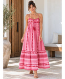 Boho Ethnic Print Maxi Dress with Crochet Bust and Tassel Detail | Lexa