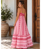 Boho Ethnic Print Maxi Dress with Crochet Bust and Tassel Detail | Lexa