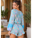 Women’s Boho Floral Long Sleeve V Neck Romper | Jana