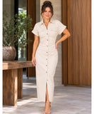 Women's Denim Button-Down Midi Dress | Lae