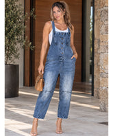 Women’s Denim Overalls Boyfriend Fit with Button Front | Ceci