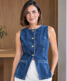 Women's Denim Two Piece Set Sleeveless Top and Shorts | Bita