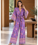 Women’s Printed Two Piece Set with Wide Leg Pants | Liana