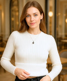 Buy elegant women's ribbed thermal knit top in beige – perfect for casual winter looks on sale