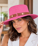 Women's Straw Panama Hat with Leather-Look Band | Binen