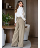 Women's Wide Leg Tailored Pants High Waist Premium Comfort | Lusin