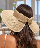Women's Wide Brim Straw Sun Visor with Open Top and Adjustable Back | Aba