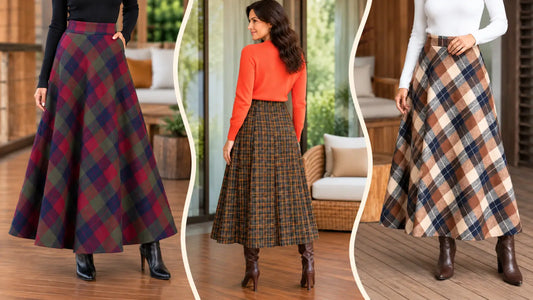 Plaid midi skirt