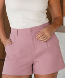 Women's High Waisted Tailored Shorts Elastic Waist | Casie