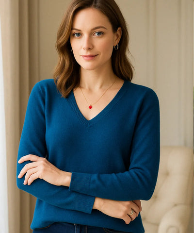 Women's Long Sleeve V-Neck Knit Top | Loures