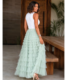Women's Tiered Tulle Maxi Skirt with Ruffled Layers | Zani