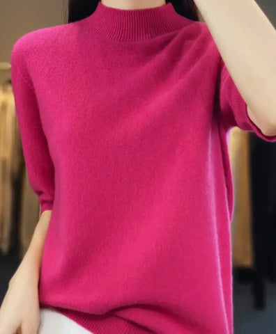 Women’s Cashmere Feel Knit Half Sleeve Top Elegant | Yare