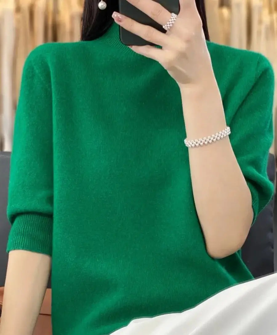 Blusa de Tricot Feminina Meia Manga - Elegância e conforto em uma peça versátil para todas as estações. Compre agora!"