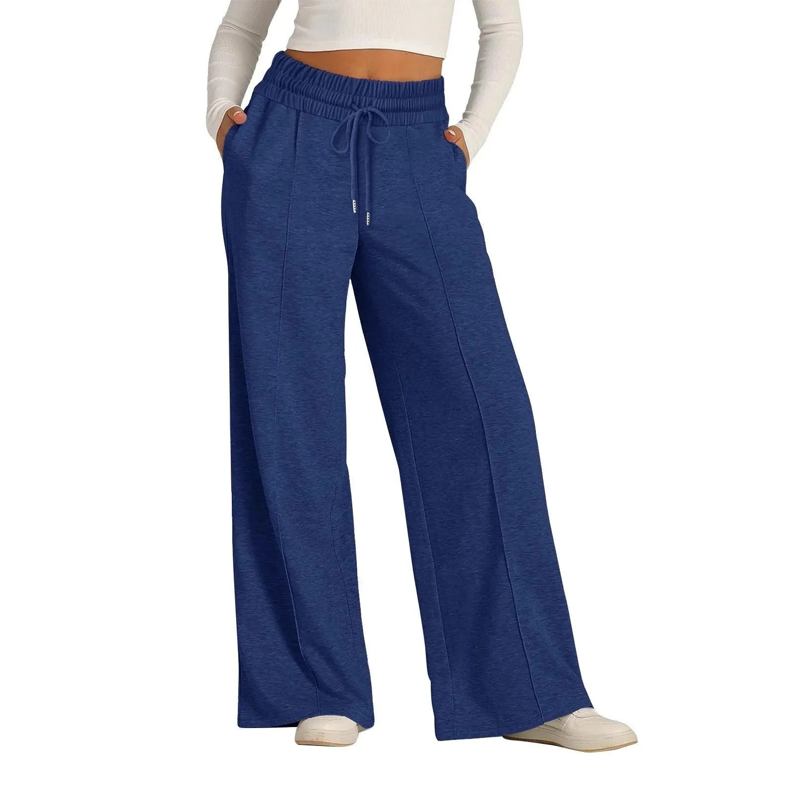Women's wide leg sweatpants, relaxed fit styled with a cropped top