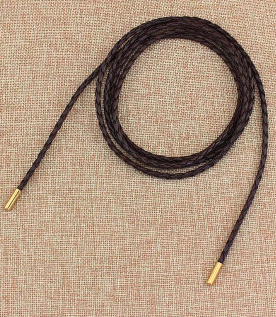 Women's thin braided rope belt in dark brown vegan leather