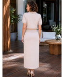 Women’s Short Sleeve Knit Top and Midi Skirt Set | Bellini