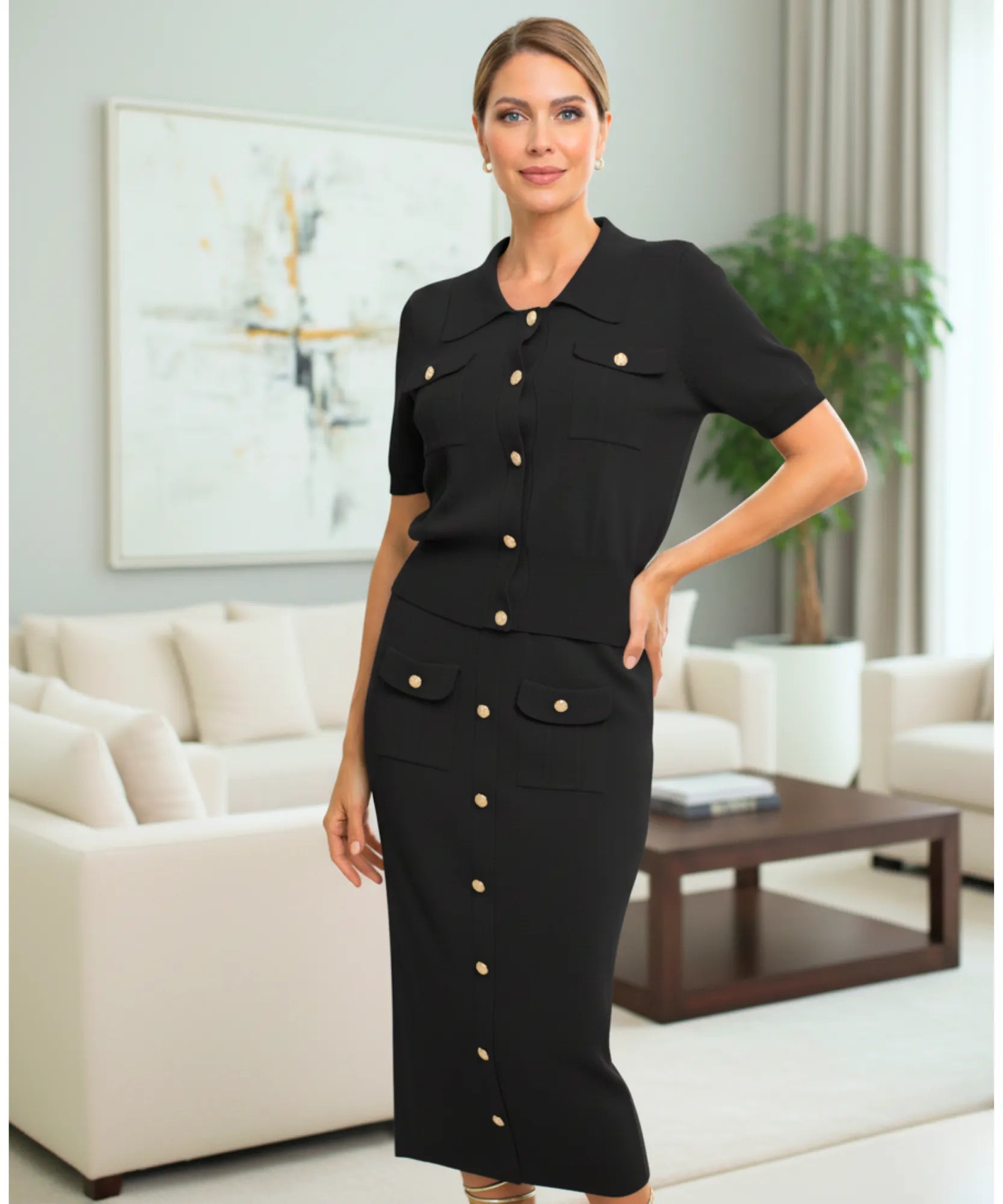 Comprar Conjunto Tricot Feminino com Saia e Blusa Eleganteem promoção ZARA
