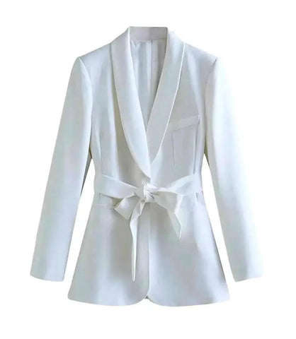 Women's Tailored Suit Set with Belted Blazer and Flare Pants | Bibi