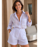 Women's Linen Set with Shirt and High Waist Shorts | Nila