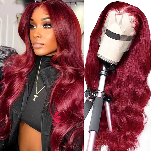 Long Wavy 100% Human Hair Lace Front Wig