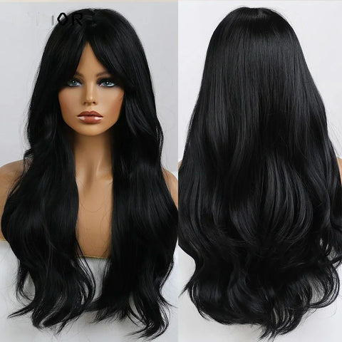 Long Wavy Lace Wig with Bangs