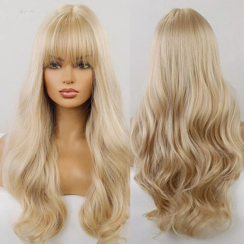 Long Wavy Lace Wig with Bangs