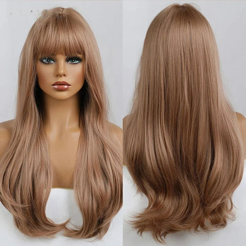 Long Wavy Lace Wig with Bangs