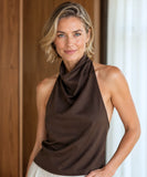 Women's Draped Satin Halter Top | Leti