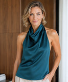 Women's Draped Satin Halter Top | Leti