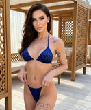 Women's Leopard Print String Bikini with Metallic Triangle Top | Mes