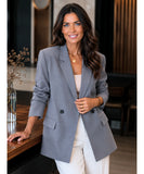 Grey double breasted blazer with button detail
