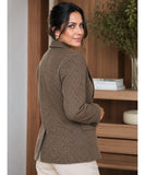 Brown houndstooth tweed blazer, back view