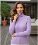 Women's Ribbed Turtleneck Knit Top Elegant Style | Loli