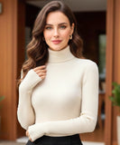 Women's Ribbed Turtleneck Knit Top Elegant Style | Loli