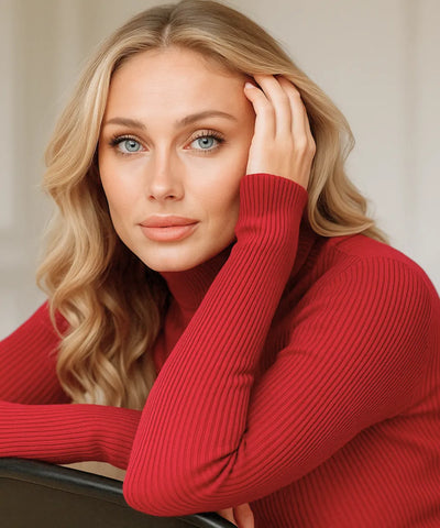 Women's Ribbed Turtleneck Knit Top Elegant Style | Loli
