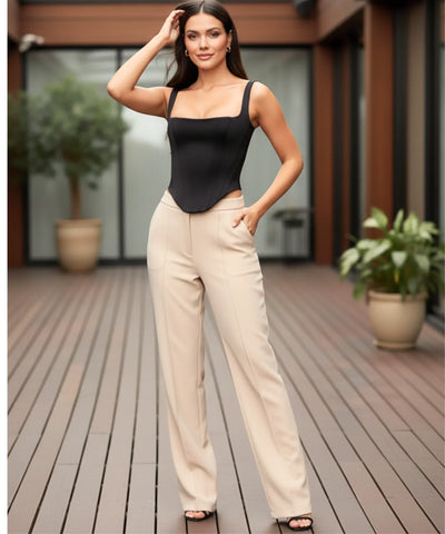  Comprar blusa corset feminina malha preta decote quadrado modeladora com zíper em promoção ANELLIMN