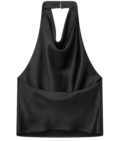 Women's Draped Satin Halter Top | Leti