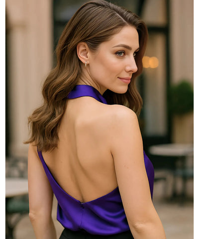 Women's Draped Satin Halter Top | Leti