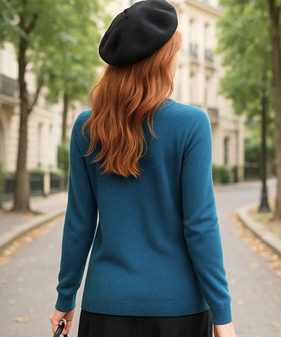 Women’s Wool Cashmere Knit Top Long Sleeve Elegant | Kalif