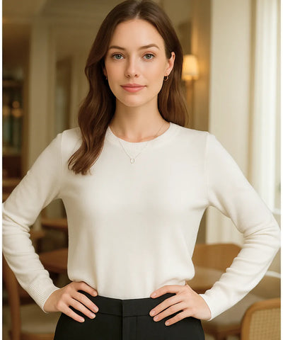 Women’s Wool Cashmere Knit Top Long Sleeve Elegant | Kalif