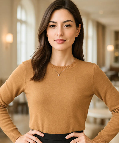 Women’s Wool Cashmere Knit Top Long Sleeve Elegant | Kalif