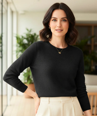 Women’s Wool Cashmere Knit Top Long Sleeve Elegant | Kalif